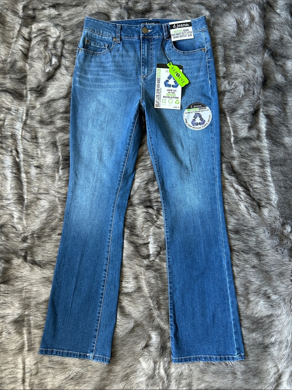 NWT D. Jeans High Waist Skinny Bootcut Butt Lift Medium Wash Denim Jean Size 10